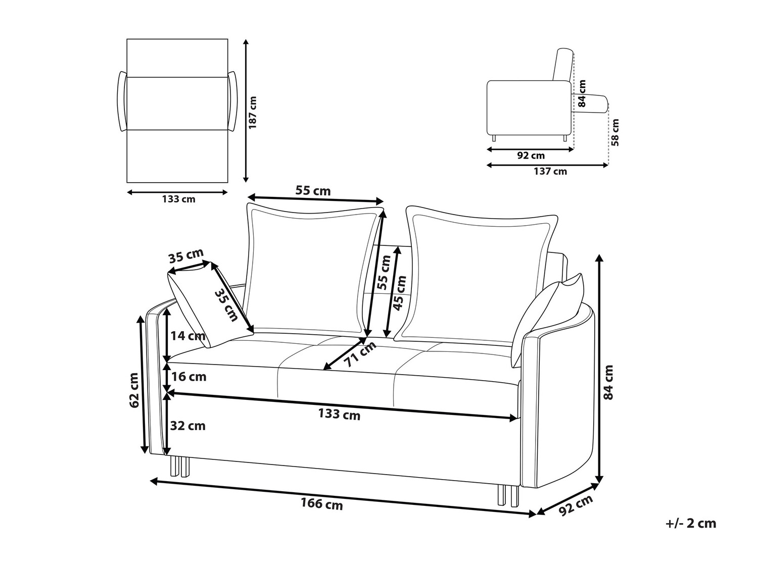 Sofa na razvlačenje Berwyn 425 (Bež)