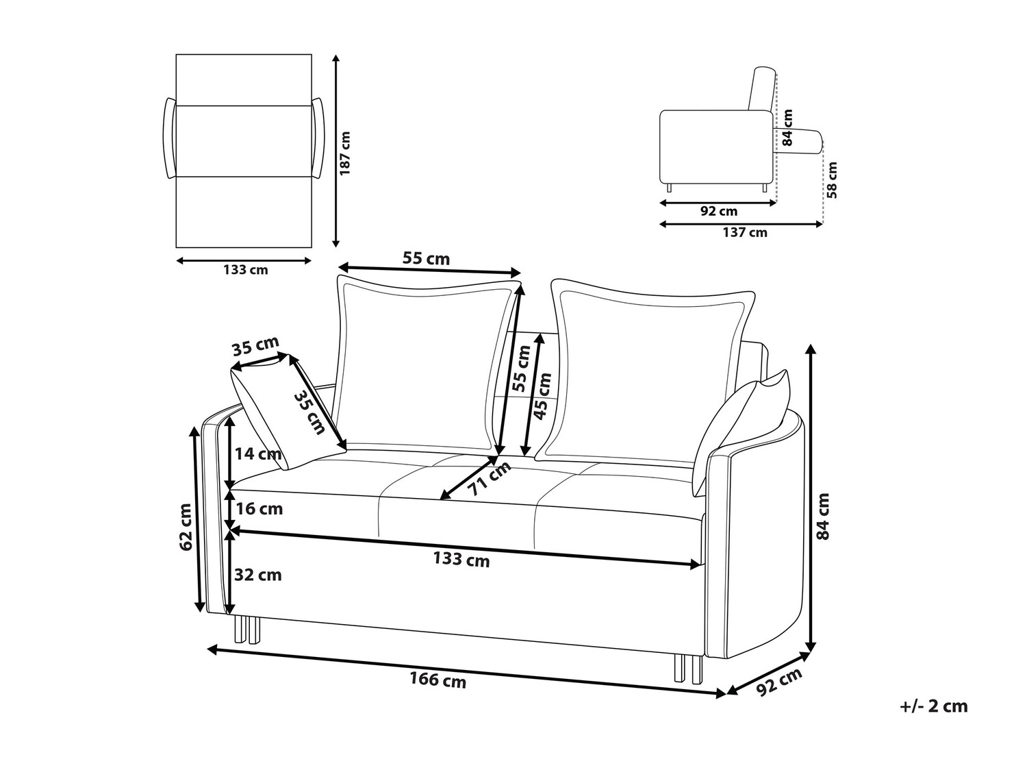 Sofa na razvlačenje Berwyn 425 (Sivo)