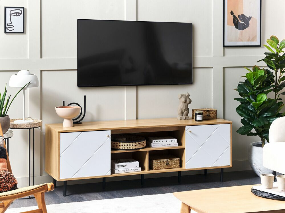 TV komoda Berwyn 490 (Svetlo drvo + Belo)