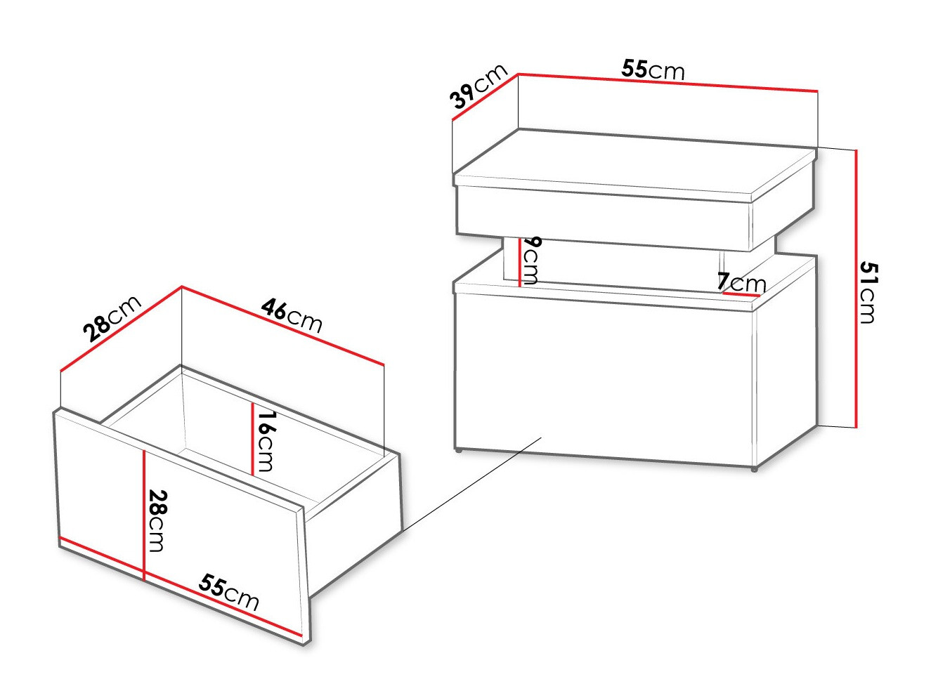 Noćni ormarić Monfero 102 (Belo + Sjajno belo)