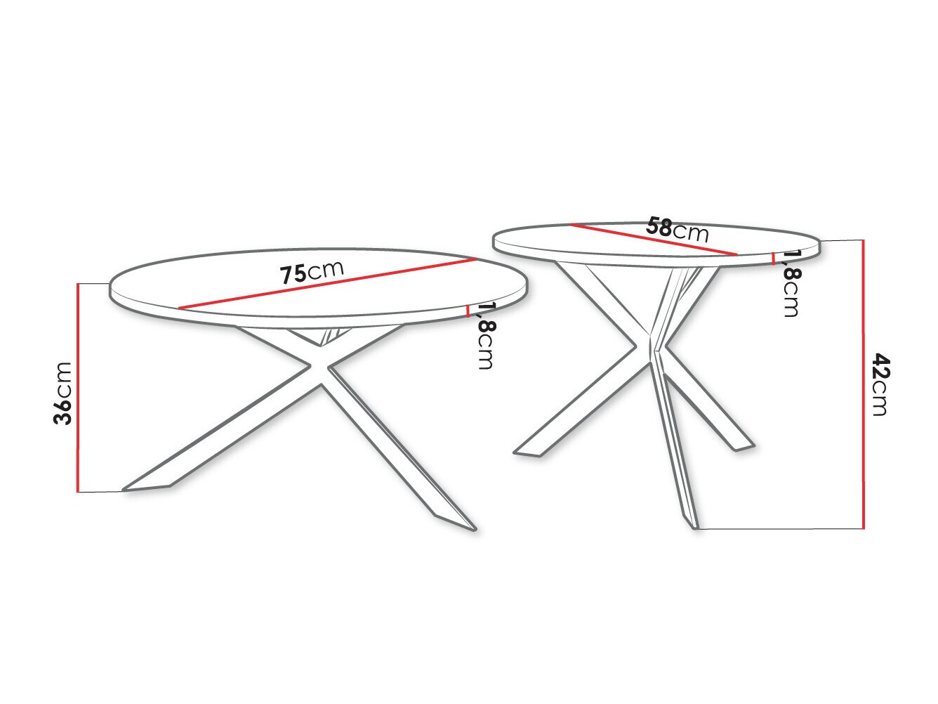 Set stočića za kafu Oswego 108 (Beli mermer + Crno)