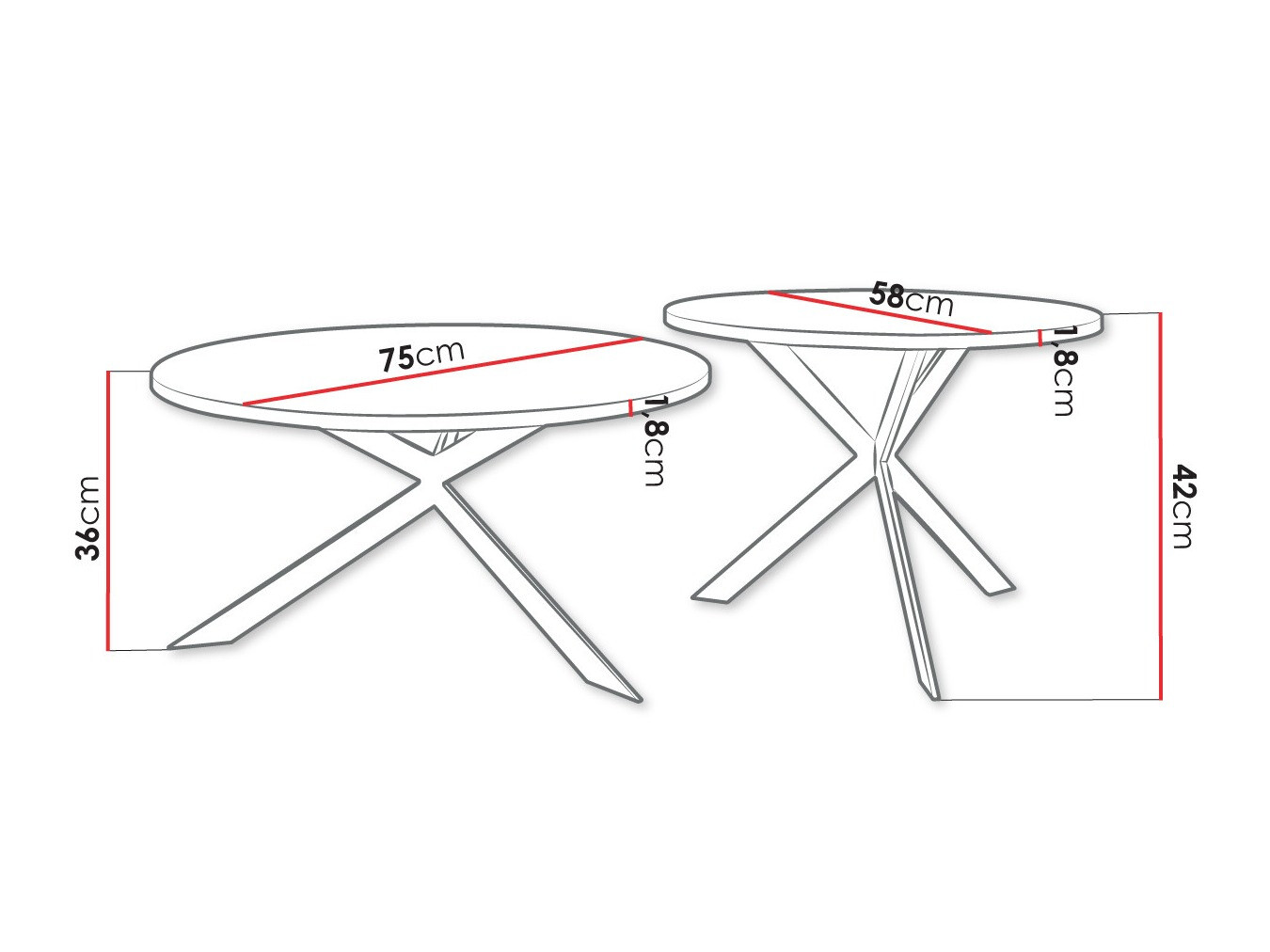 Set stočića za kafu Oswego 108 (Crno)