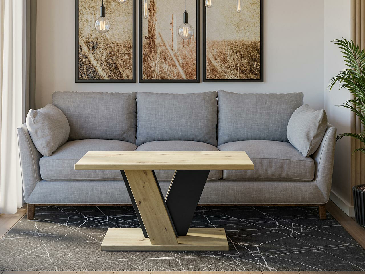 Stočić za kafu Goodyear 128 (Artisan hrast + Crno)