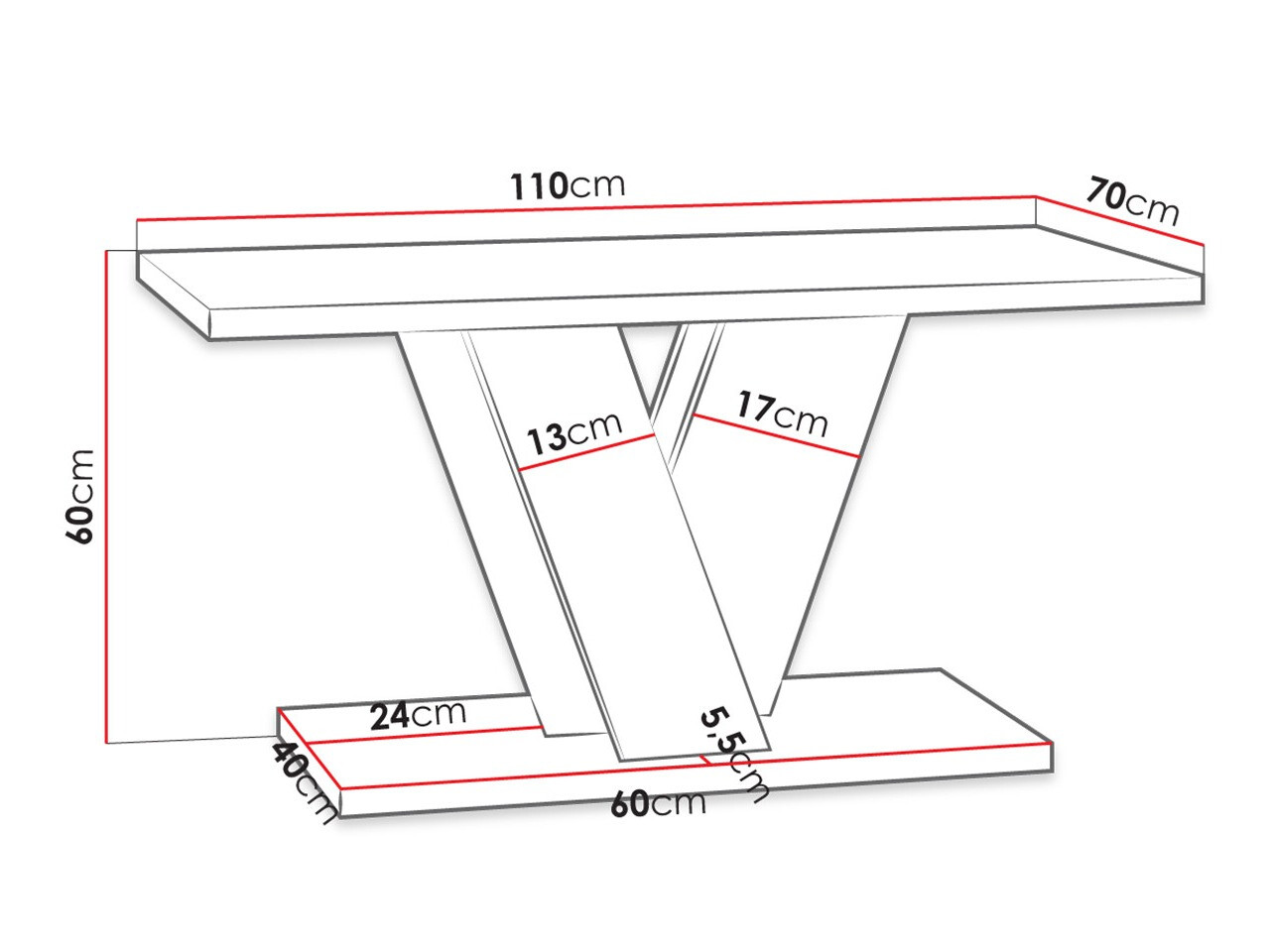 Stočić za kafu Goodyear 128 (Crna visoki sjaj + Boja betona)