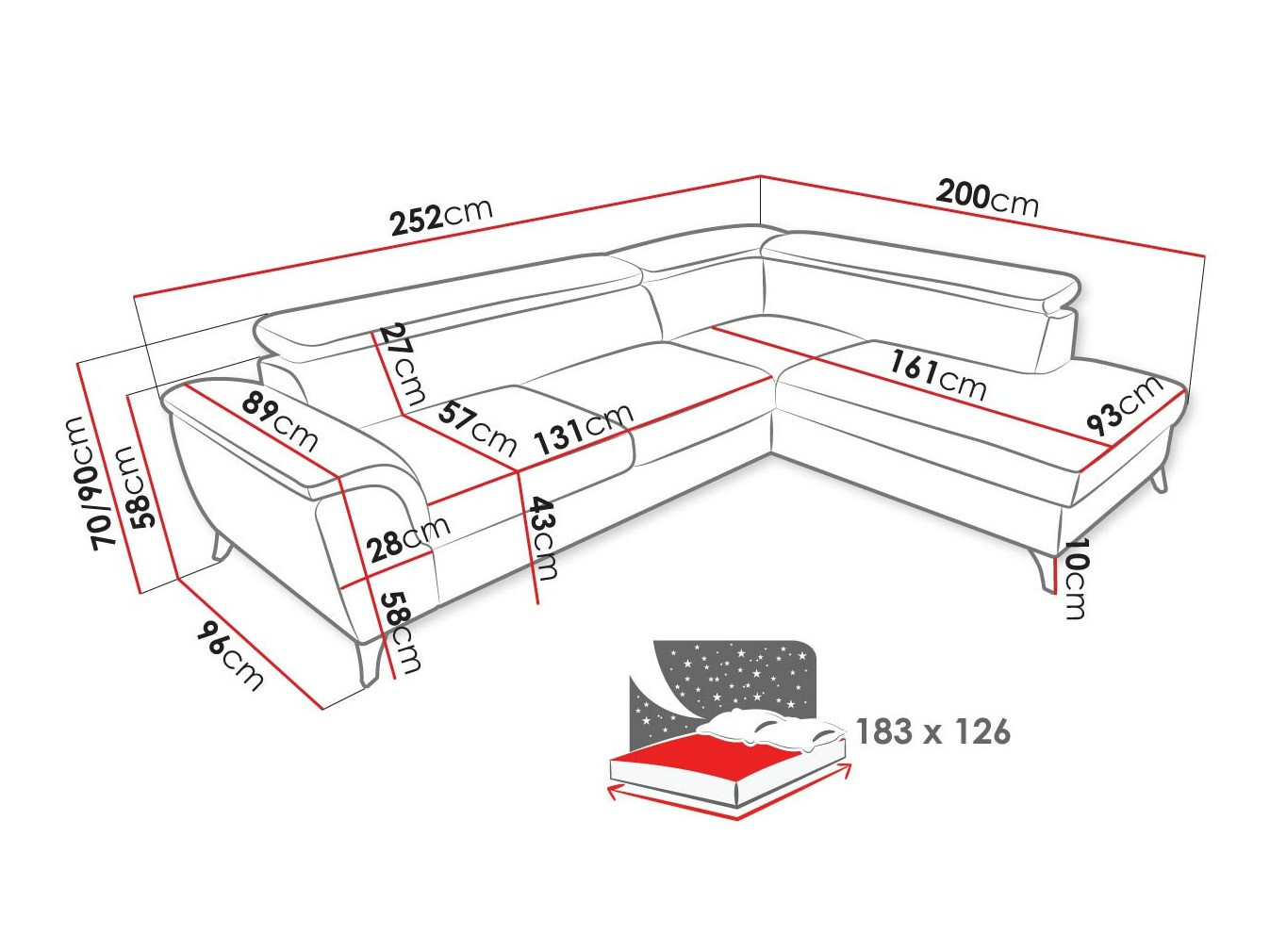 Ugaona sofa Lincoln 178 (Barrel 04)