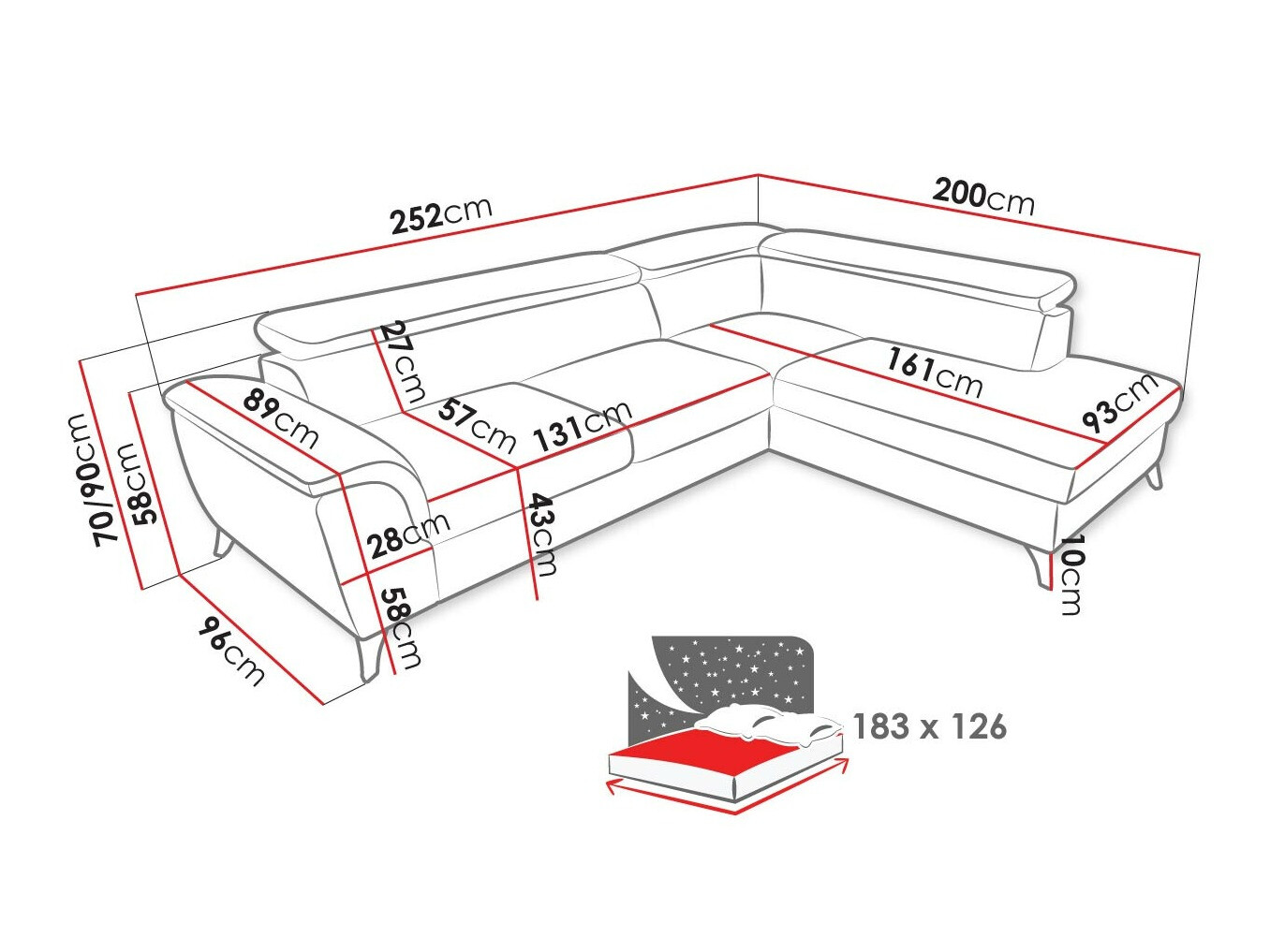 Ugaona sofa Lincoln 178 (Barrel 97)