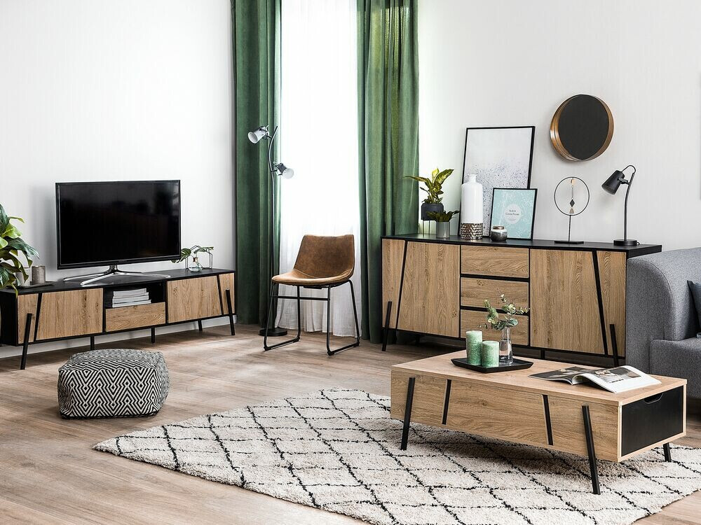 TV komoda Berwyn 544 (Tamno drvo + Crno)