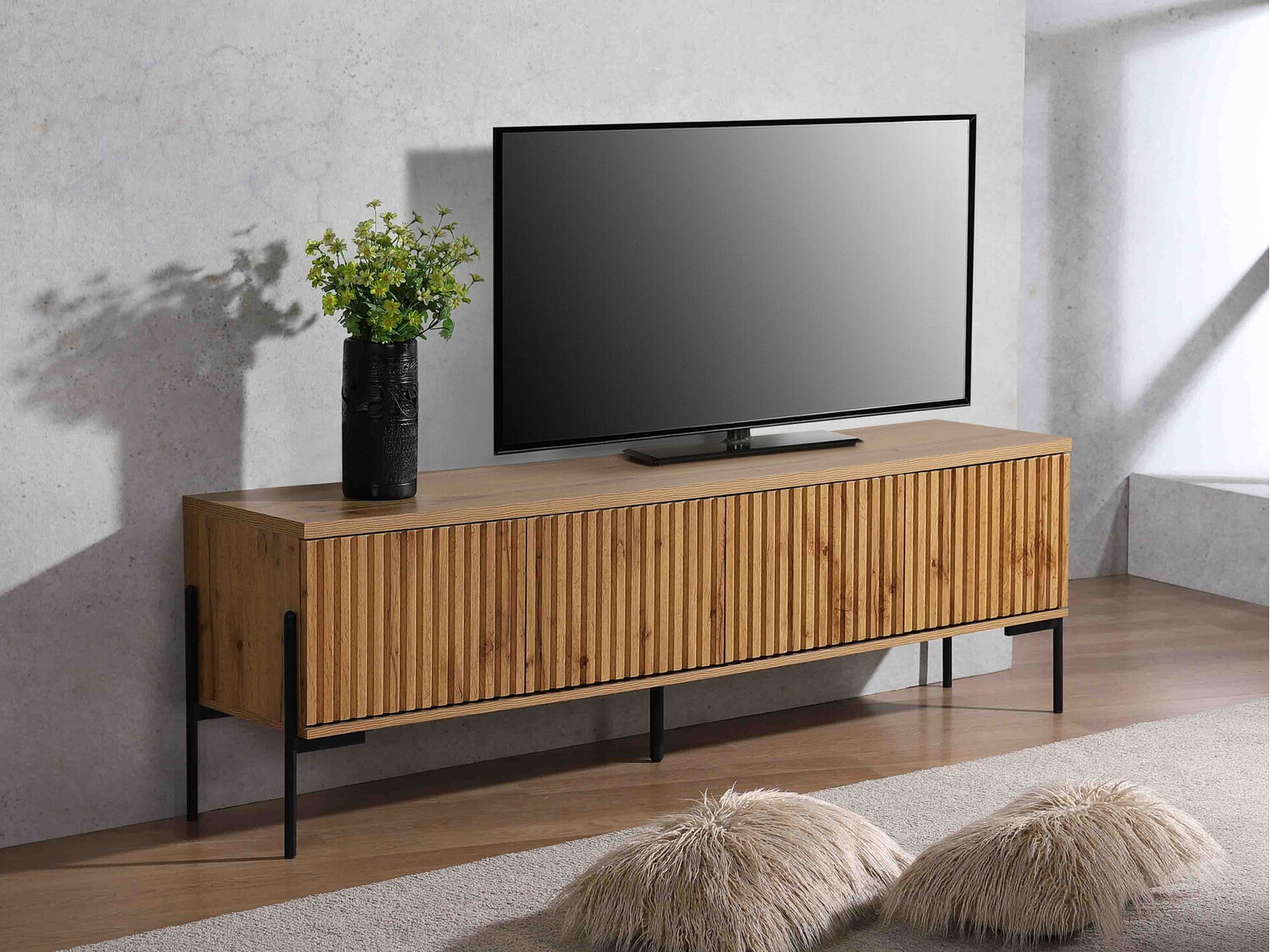 TV komoda Denton 1188 (Crno + Hrast Votan)