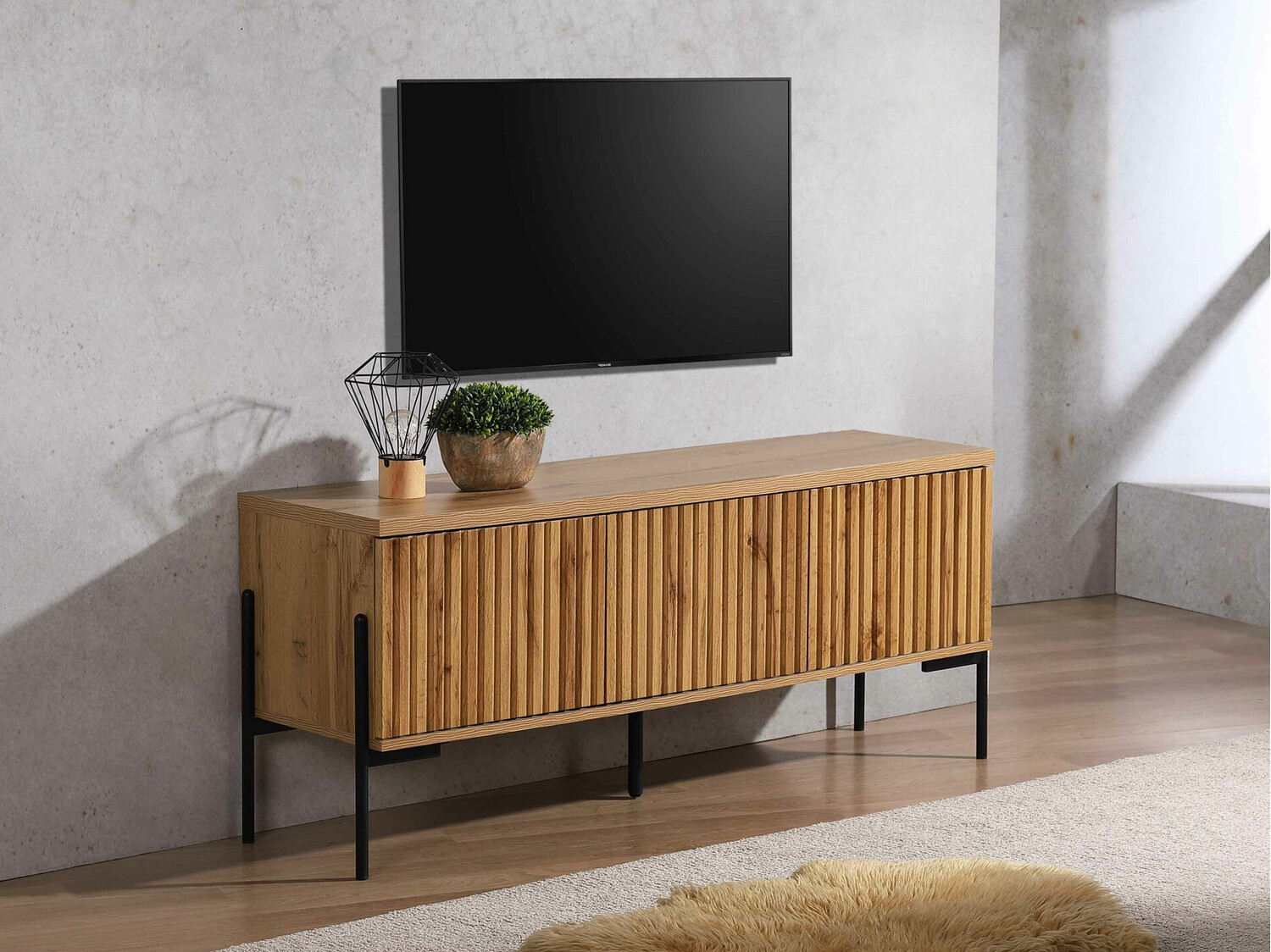 TV komoda Denton 1189 (Crno + Hrast Votan)