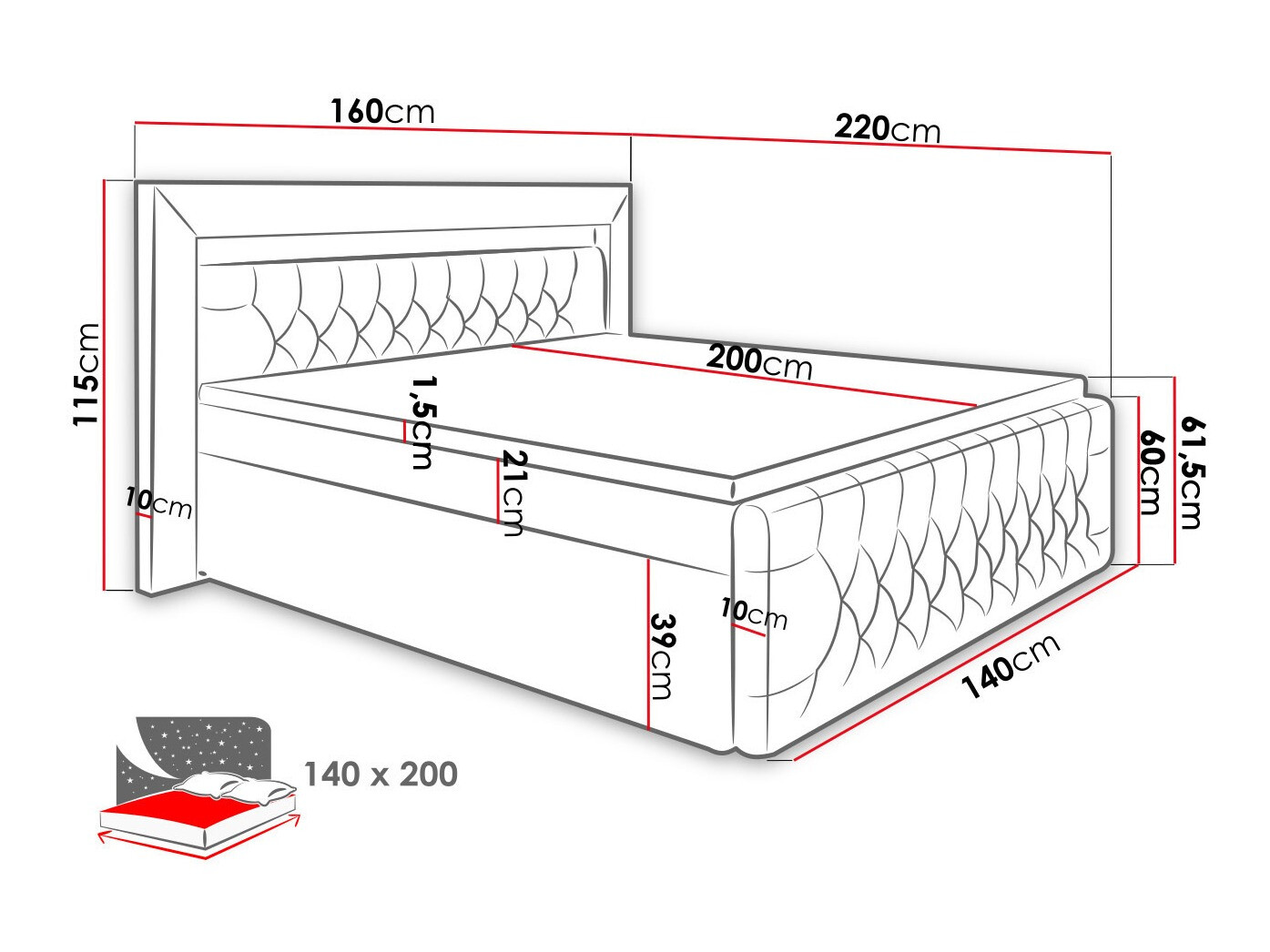 Boxspring krevet Nashville 123