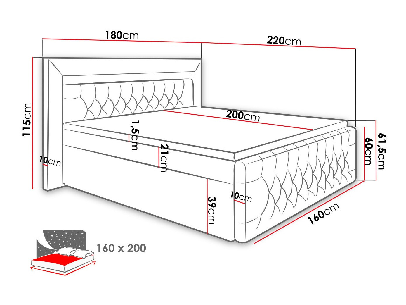 Boxspring krevet Nashville 123