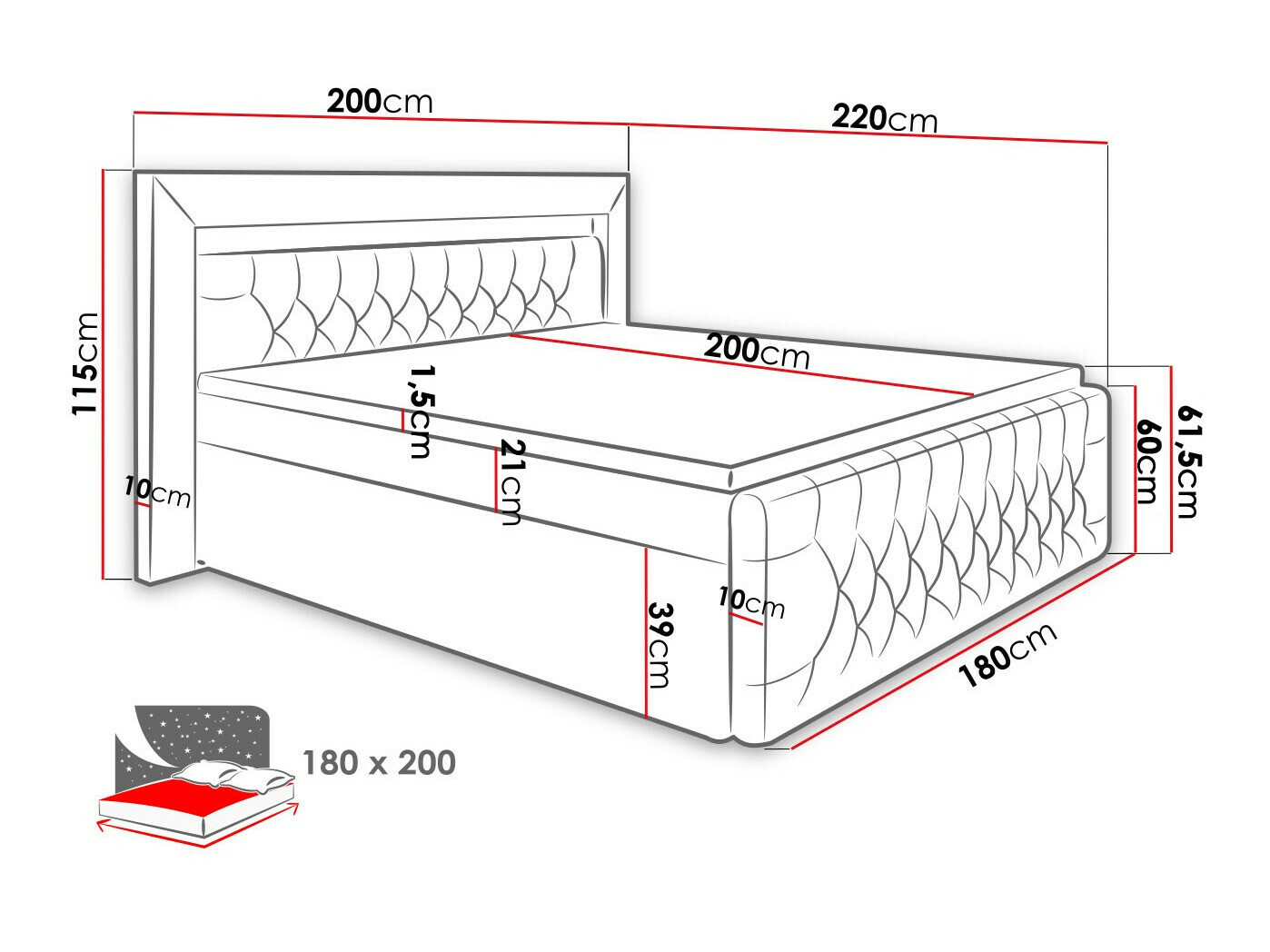 Boxspring krevet Nashville 123