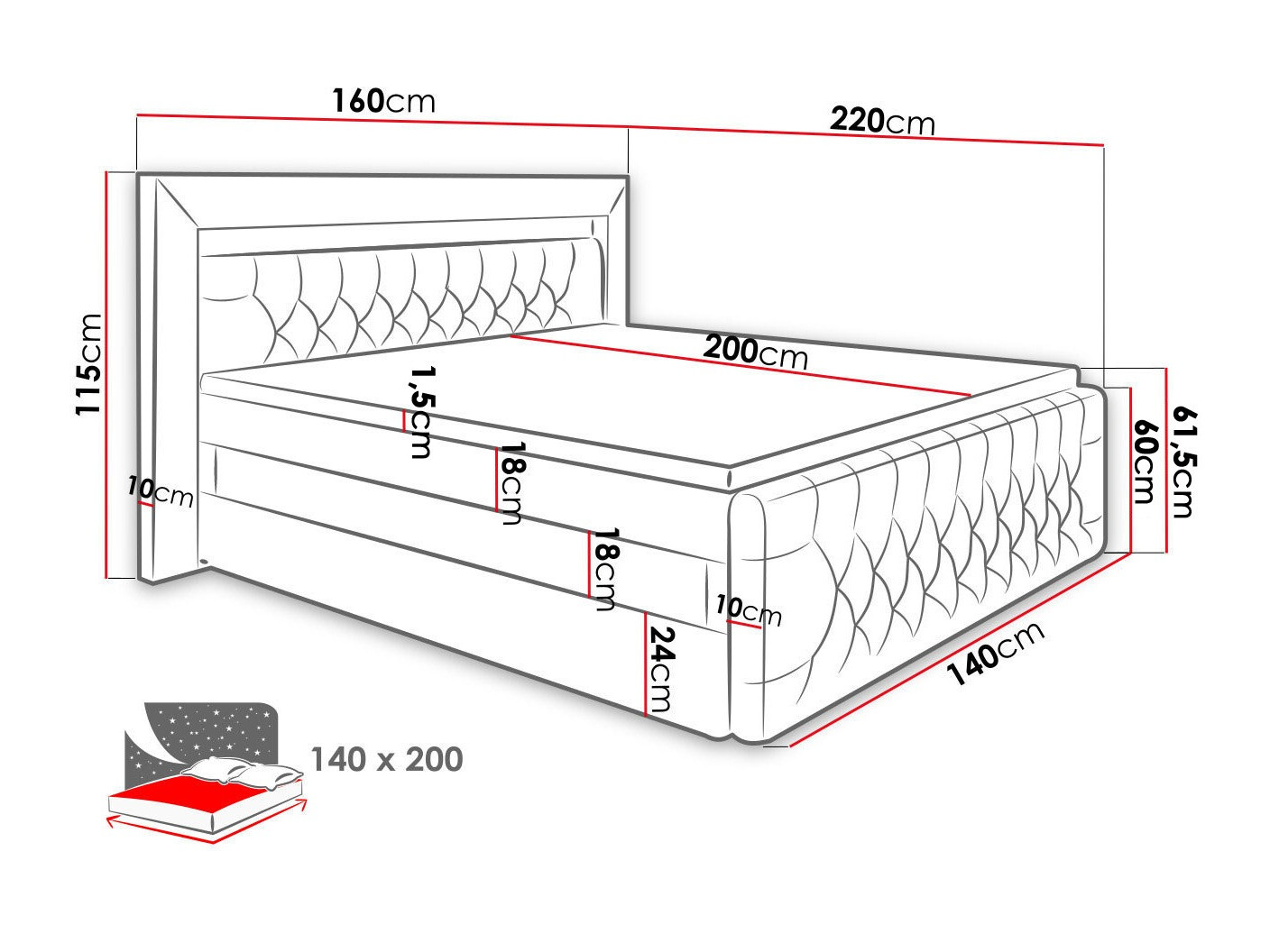 Boxspring krevet Nashville 124