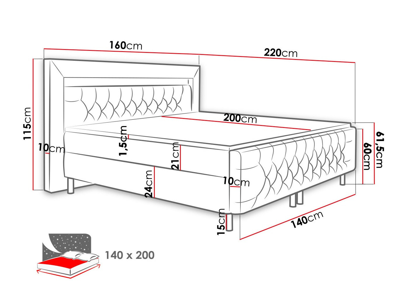 Boxspring krevet Nashville 125
