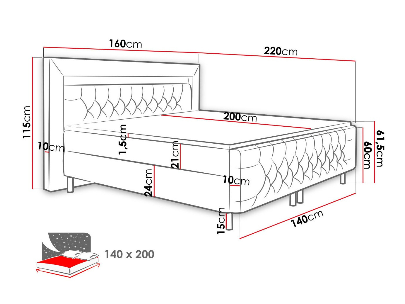 Boxspring krevet Nashville 126