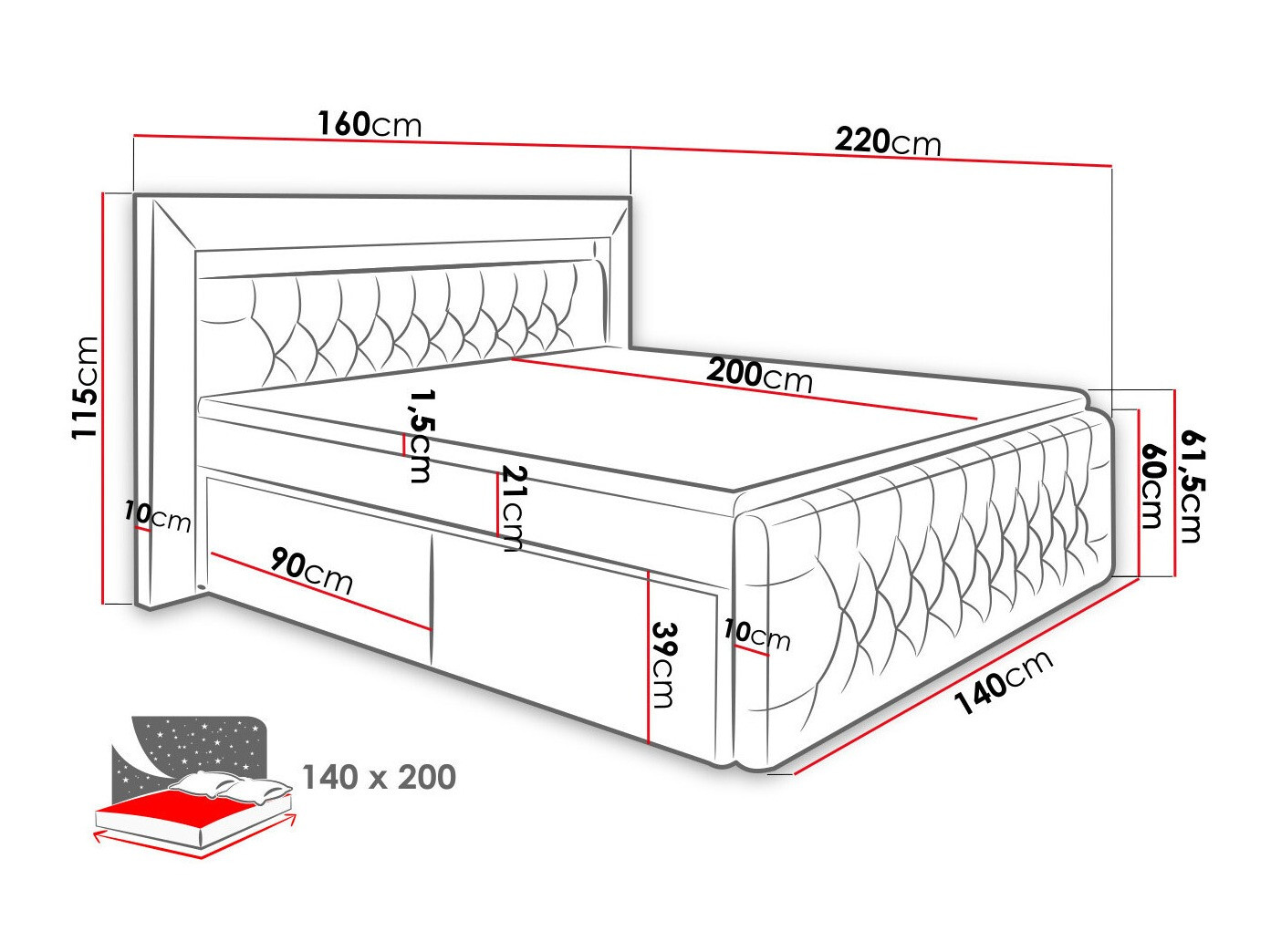Boxspring krevet Nashville 131