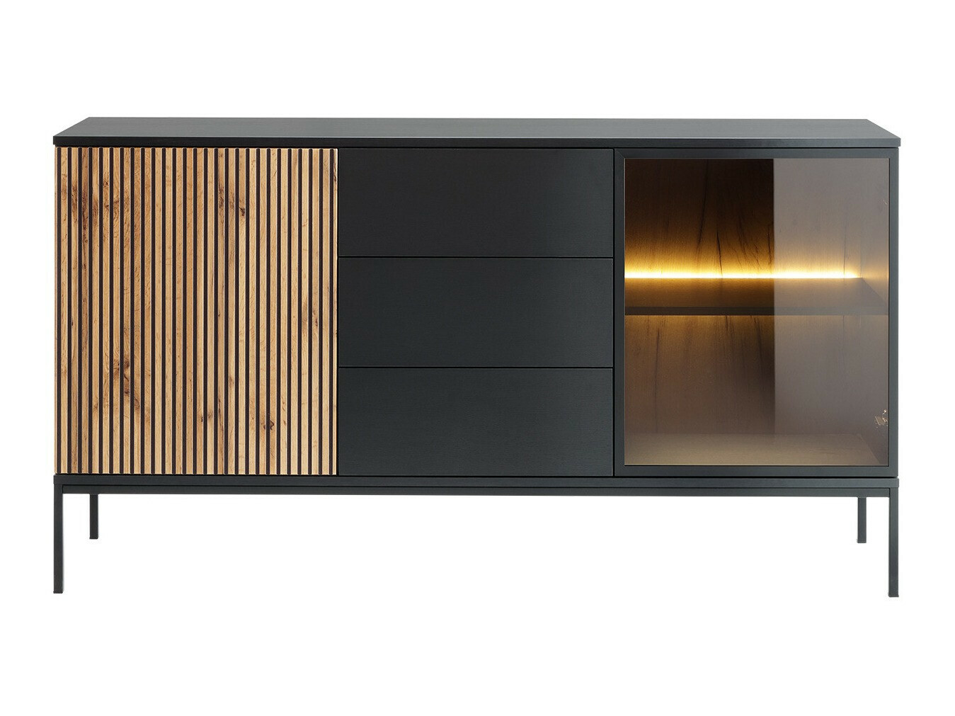 Komoda Soferi 108 (Crno + Вотан храст)