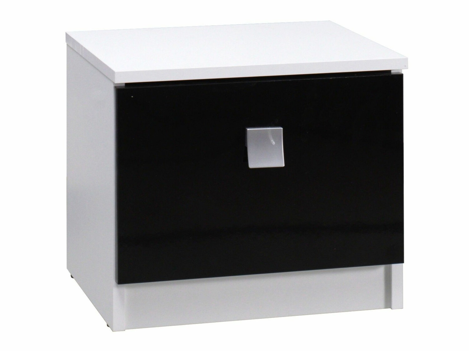Noćni ormarić Murrieta 111 (Sjajno belo + Crna visoki sjaj)