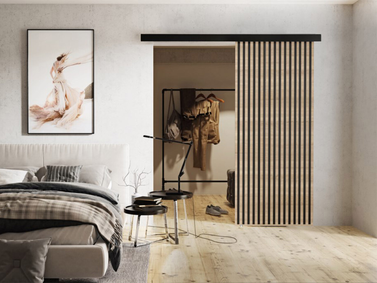 Klizna vrata Dover 202 (Sonoma hrast + Crno)