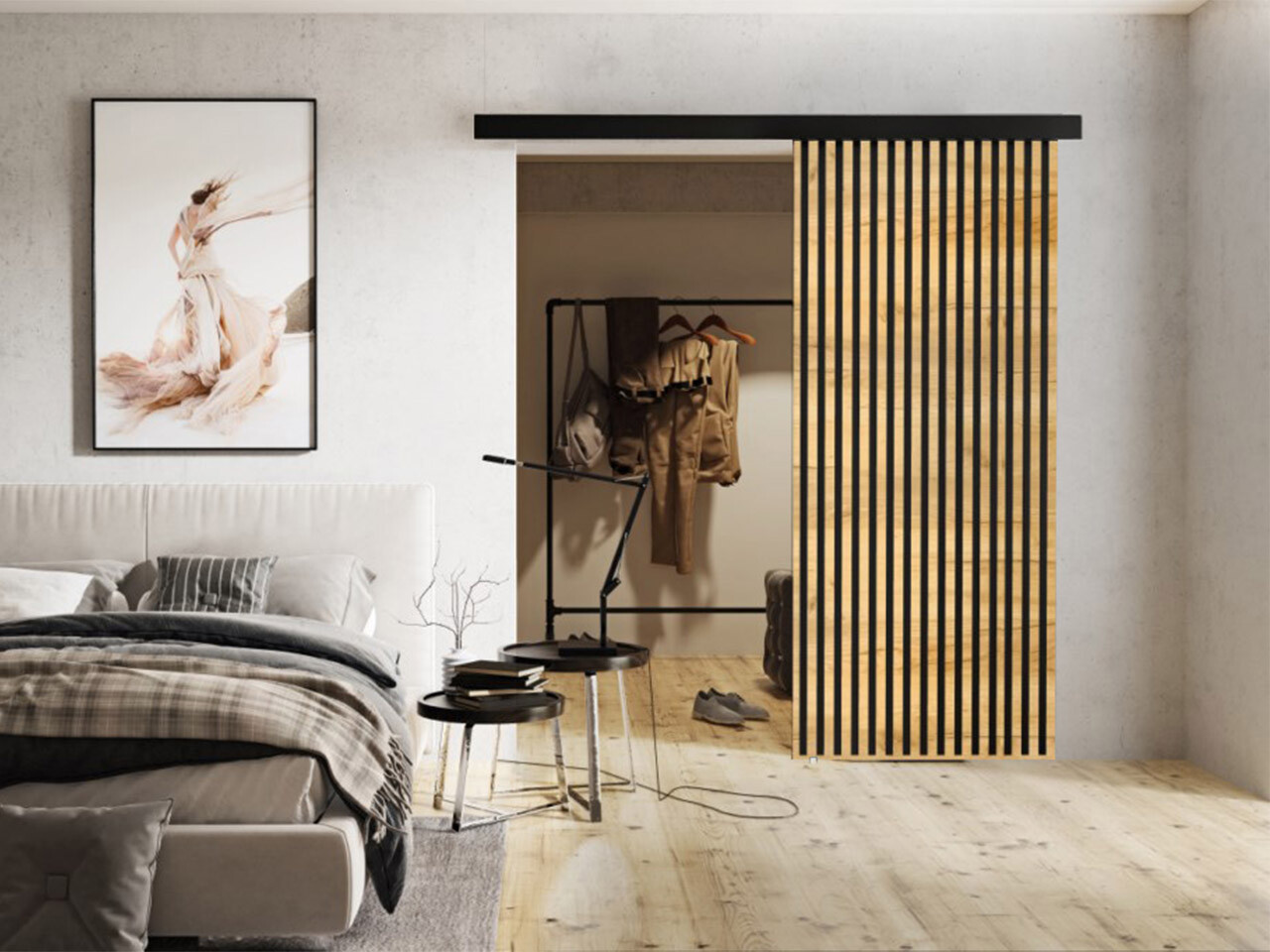 Klizna vrata Dover 202 (Zanatski zlatni hrast + Crno)