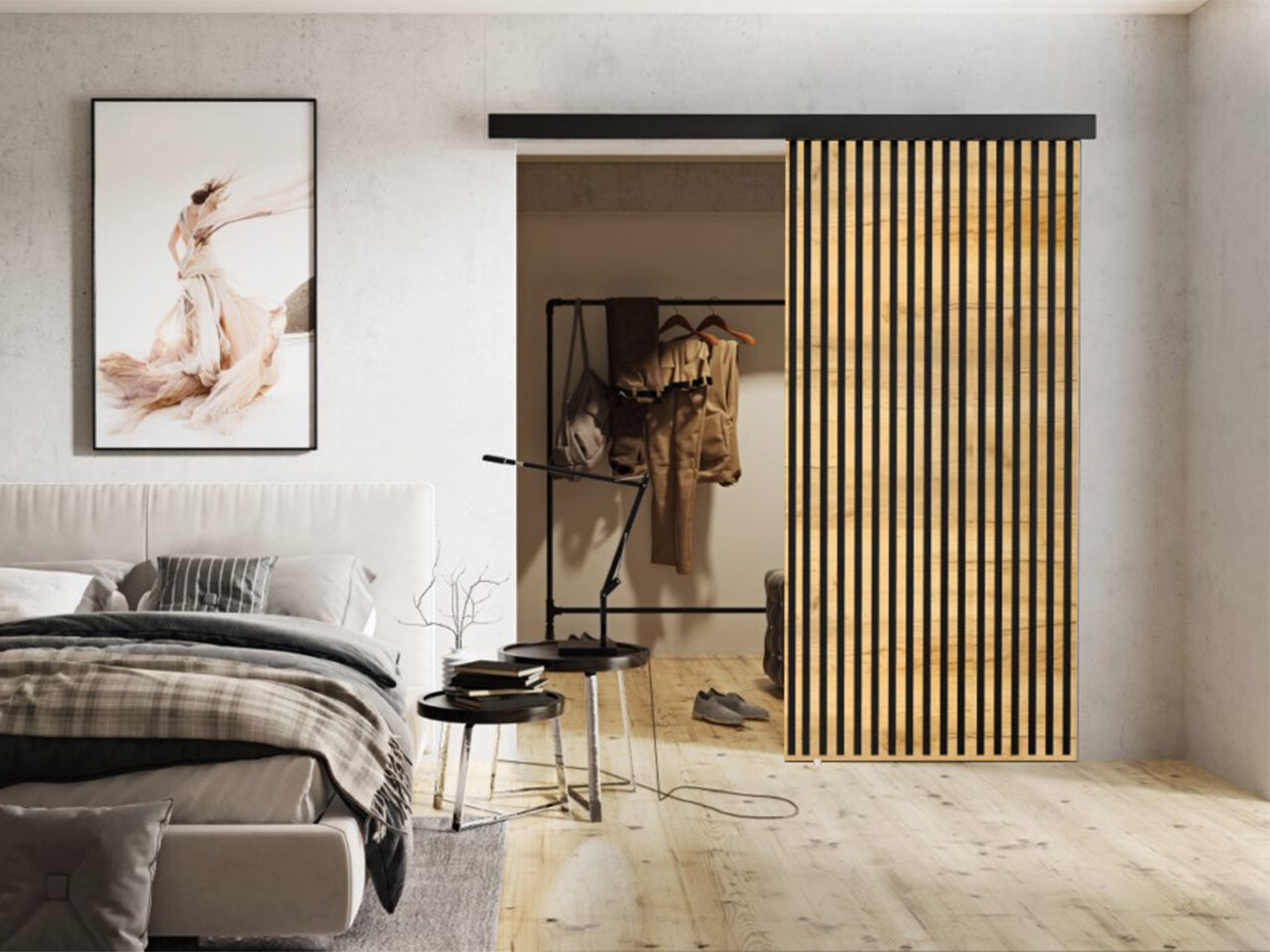 Klizna vrata Dover 203 (Zanatski zlatni hrast + Crno)