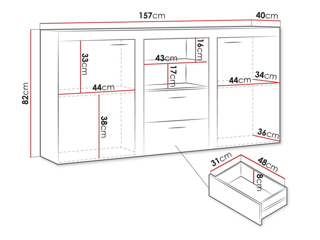Komoda Tucson 104 (Храст лефкас + Graphite)