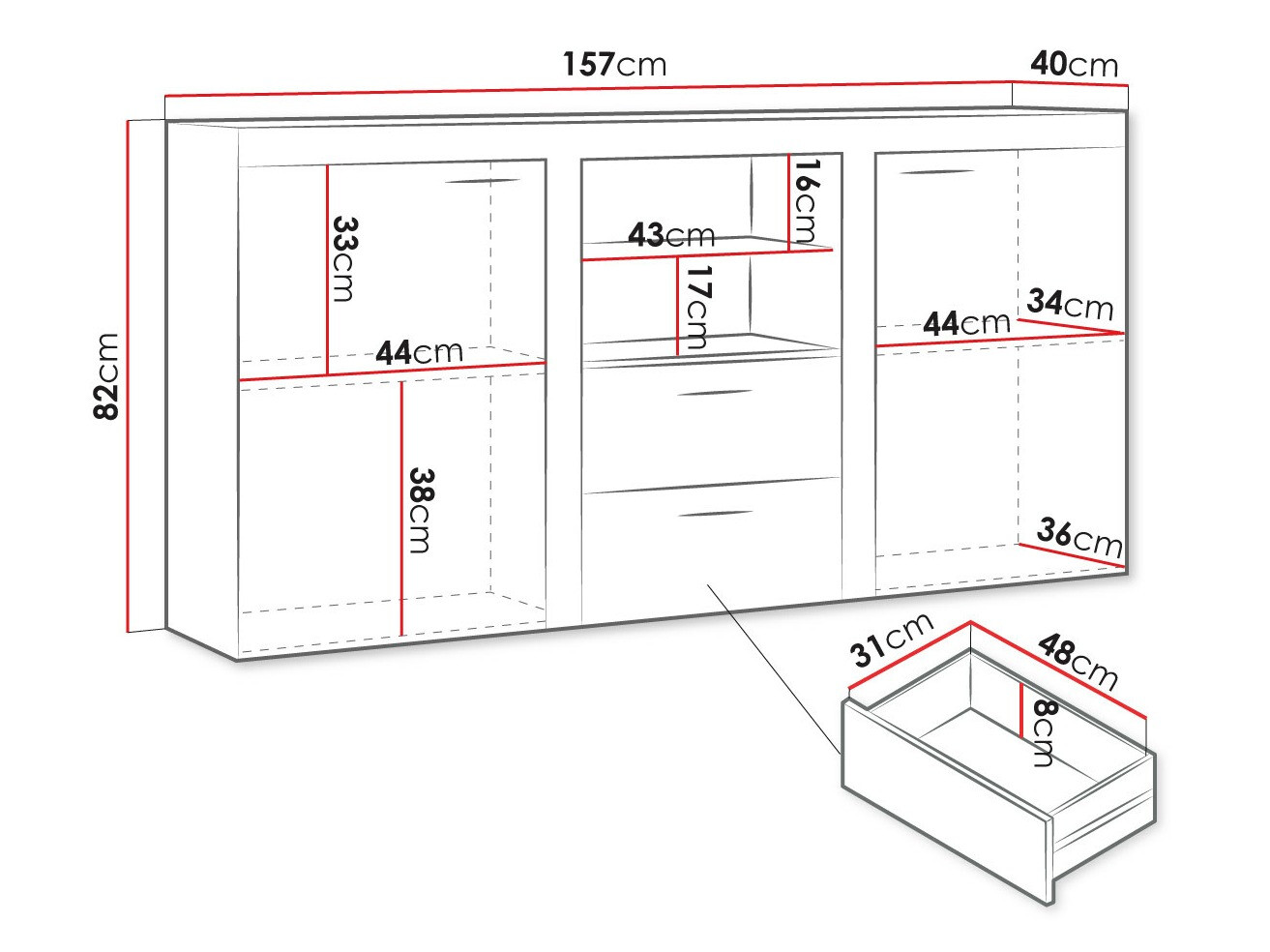 Komoda Tucson 104 (Храст лефкас)