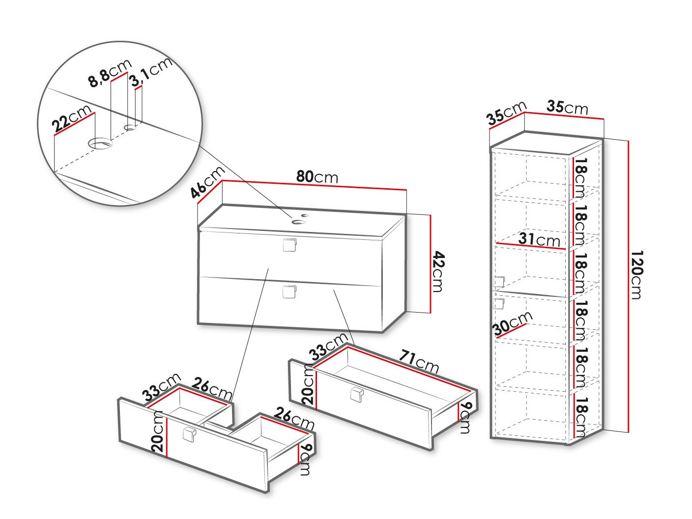 Set za kupatilo Orlvera 103 (Belo)