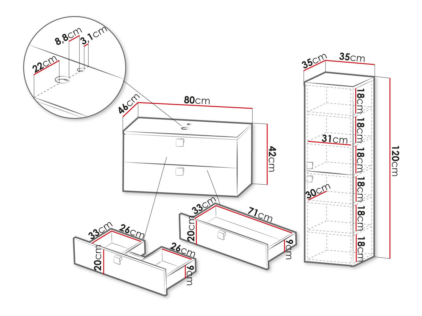 Set za kupatilo Orlvera 103 (Sivo)