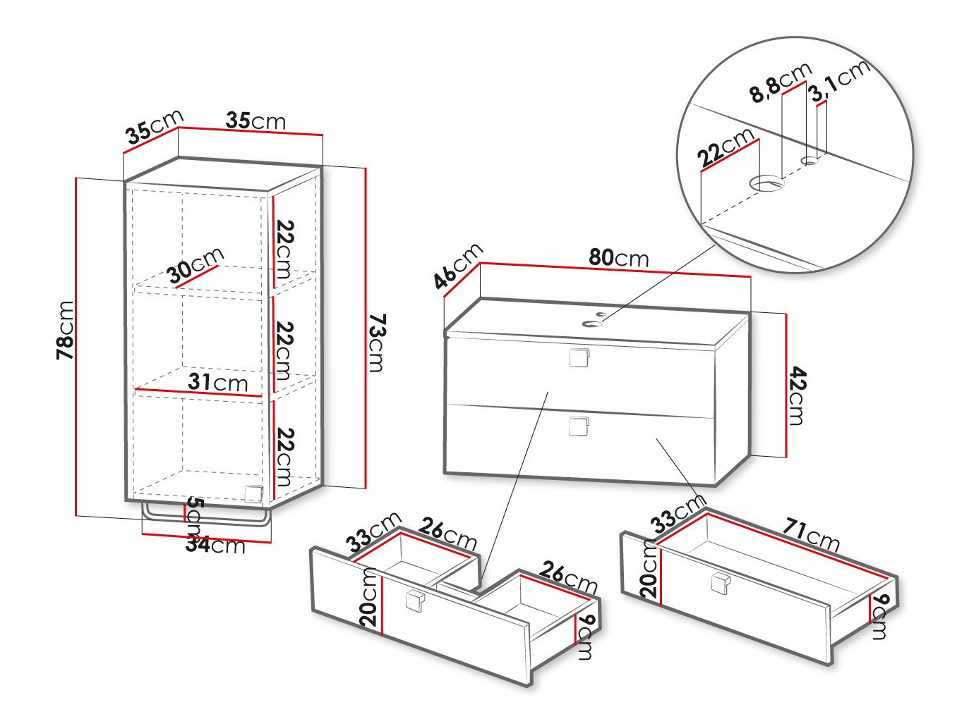 Set za kupatilo Orlvera 104 (Sivo)