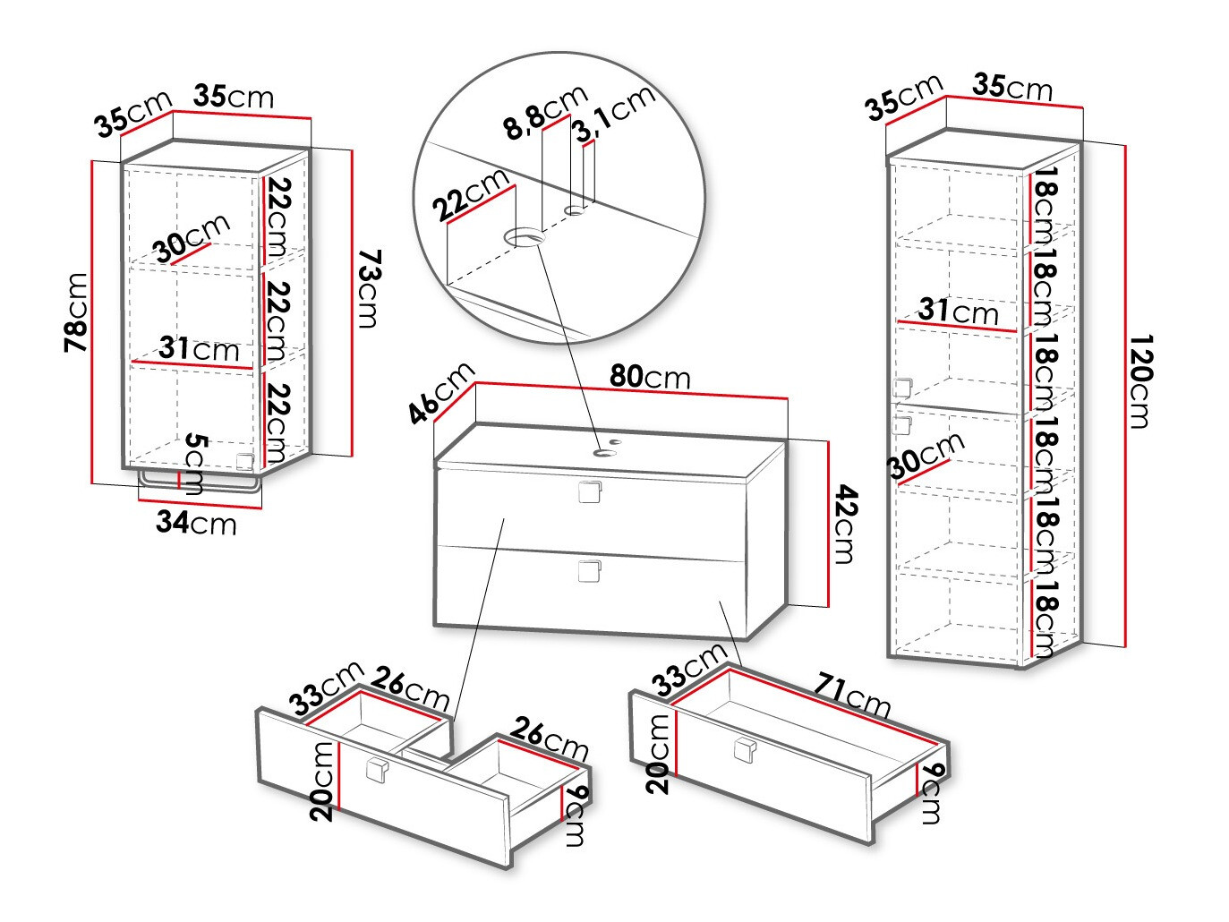 Set za kupatilo Orlvera 105 (Crno)