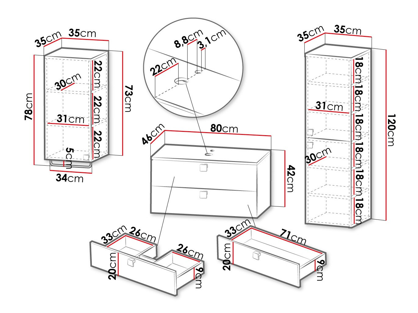 Set za kupatilo Orlvera 105 (Sivo)