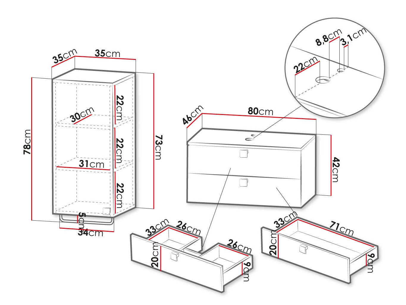 Set za kupatilo Panium I (Belo)