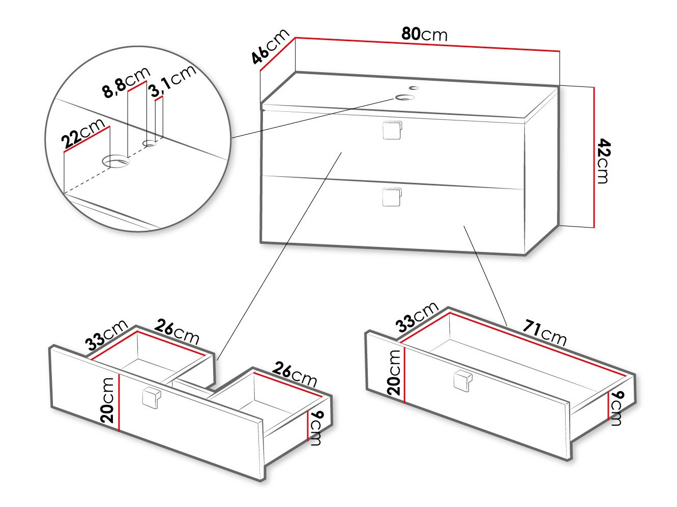 Viseći kupatilski element za lavabo Orlvera 102 (Belo)