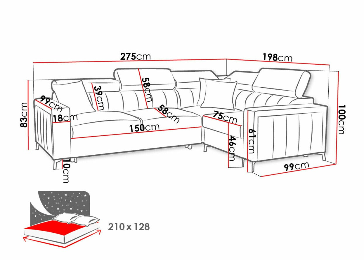 Ugaona sofa Sarasota 149 (Mono 235 + Botanical 36)