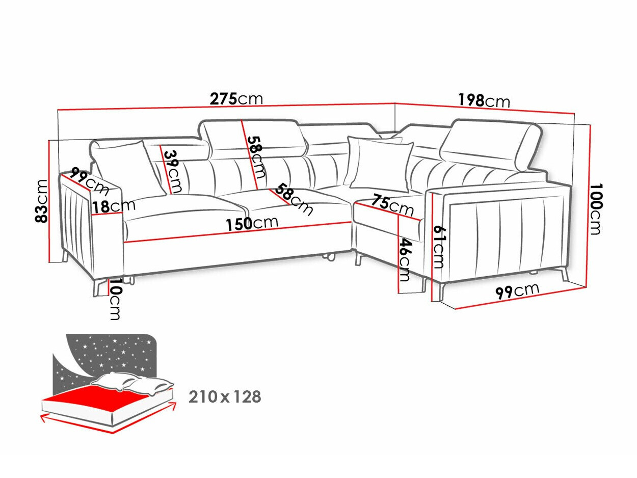 Ugaona sofa Sarasota 149 (Mono 242 + Botanical 36)