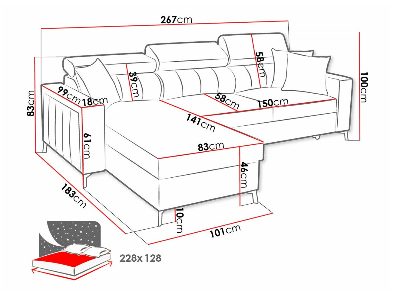 Ugaona sofa Sarasota 150 (Mono 242 + Botanical 36)