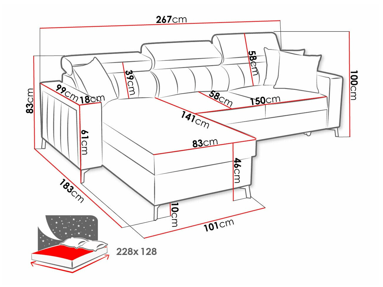 Ugaona sofa Sarasota 150 (Mono 244 + Botanical 36)