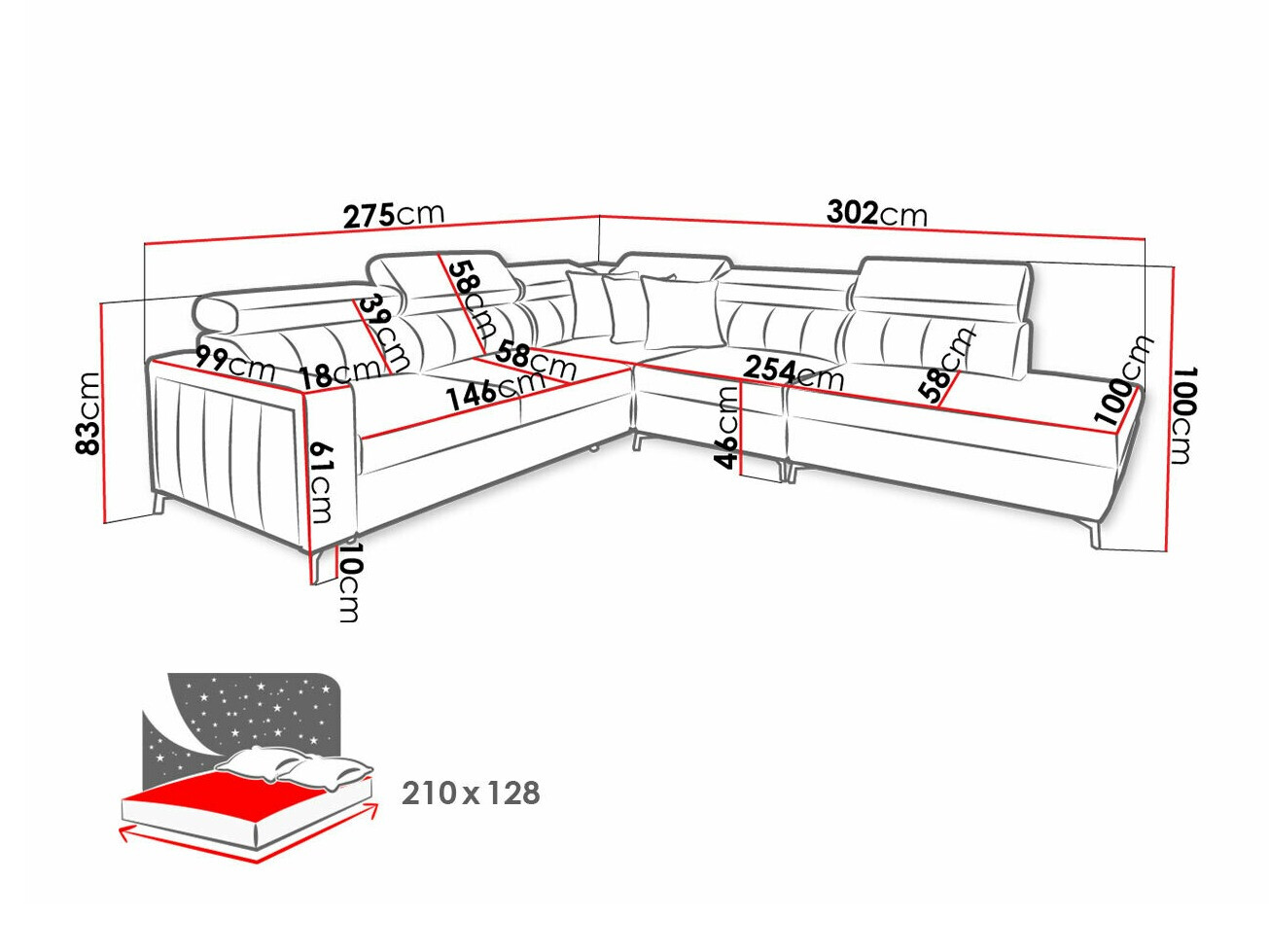Ugaona sofa Sarasota 156 (Mono 244 + Botanical 36)