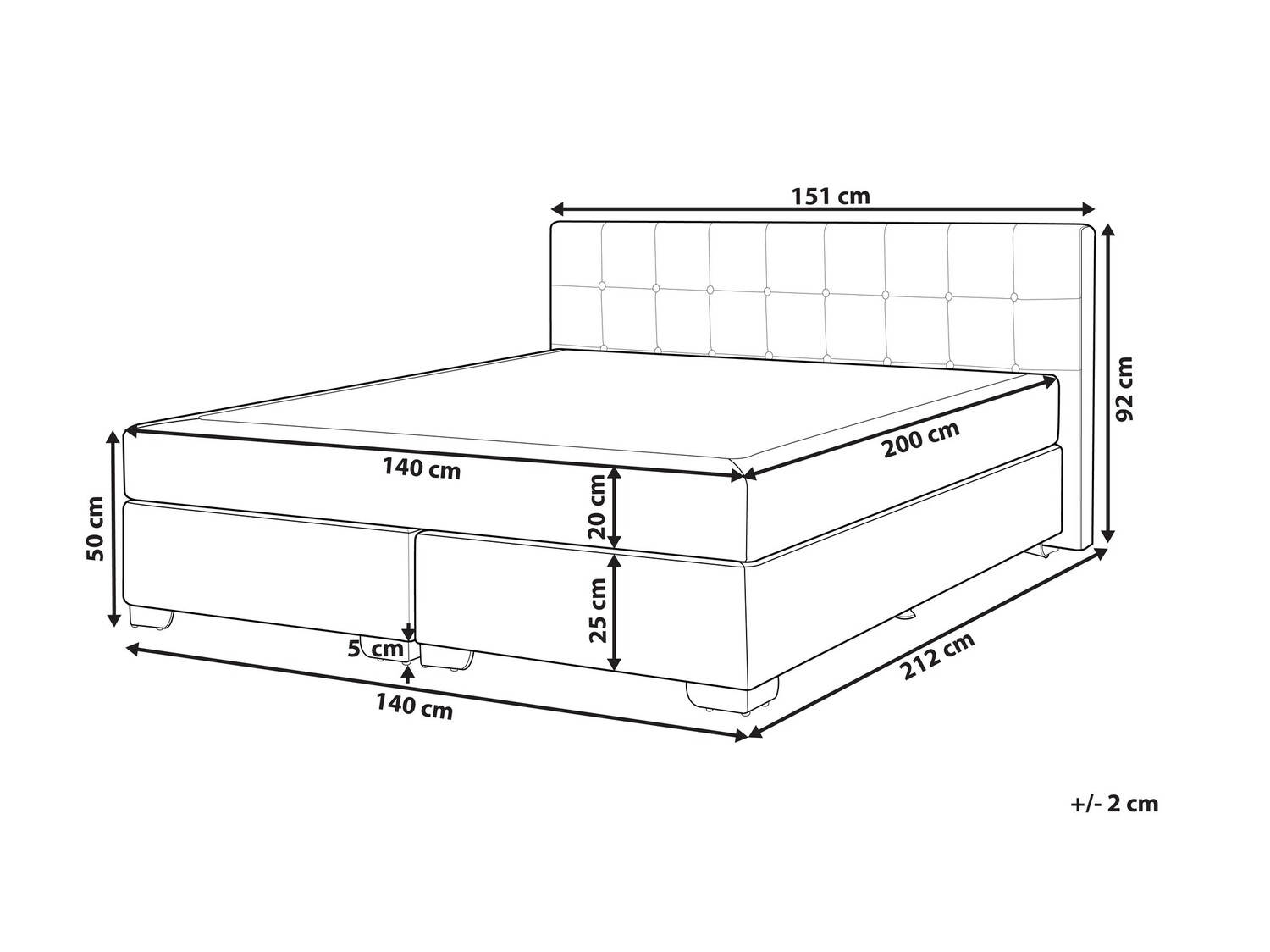 Boxspring krevet Berwyn 718 (Crno)