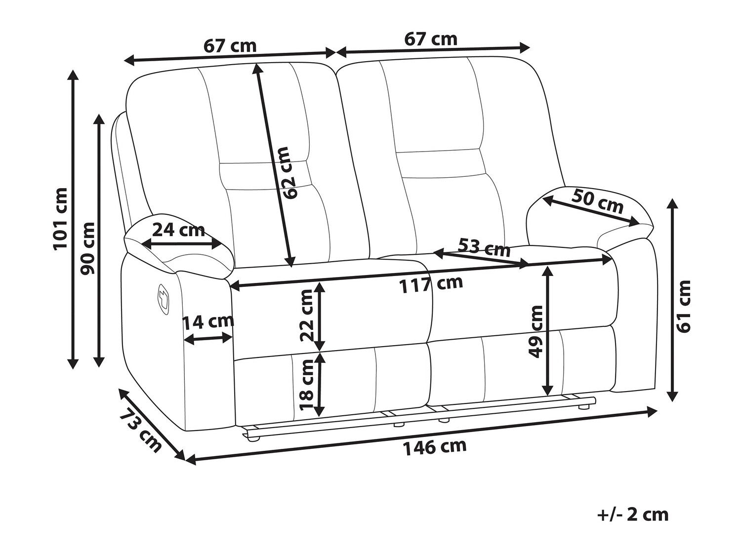 Relaks sofa Tivlira 101 (Crno)