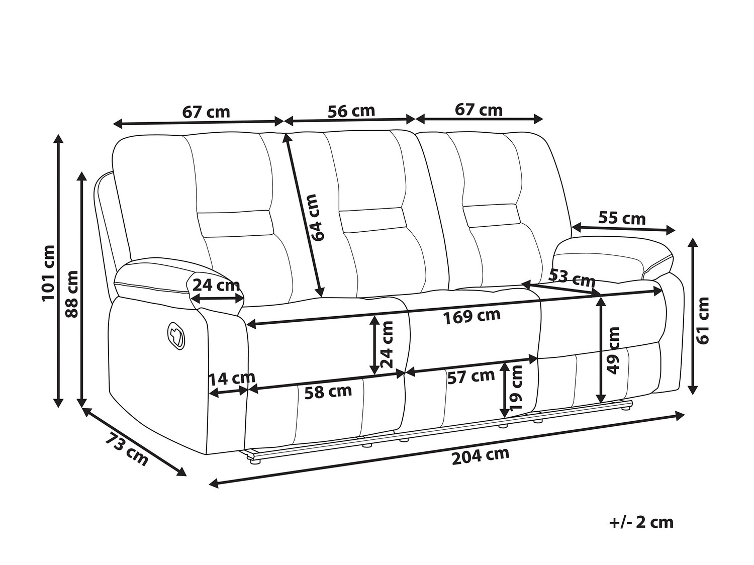 Relaks sofa Tivlira 102 (Crno)