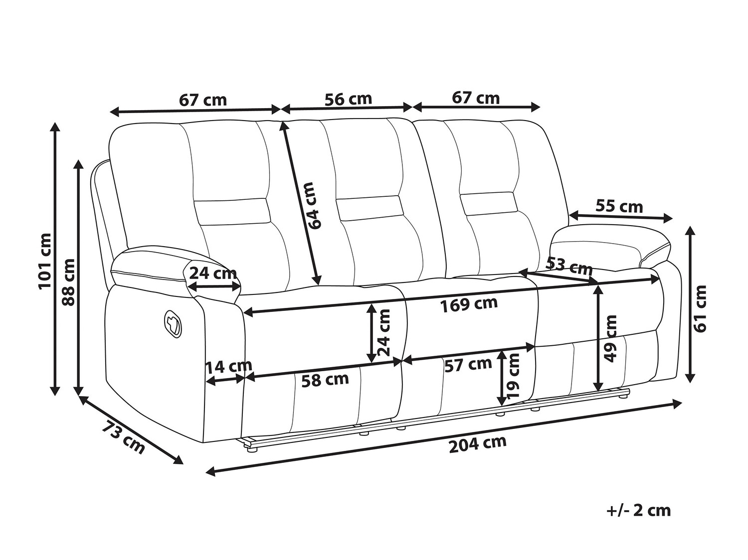 Relaks sofa Tivlira 102 (Smeđa)
