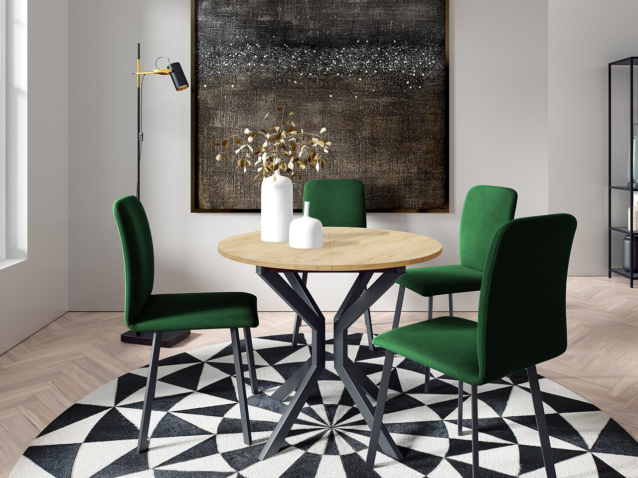 Sto Edmond 111 (Zanatski zlatni hrast + Crno)