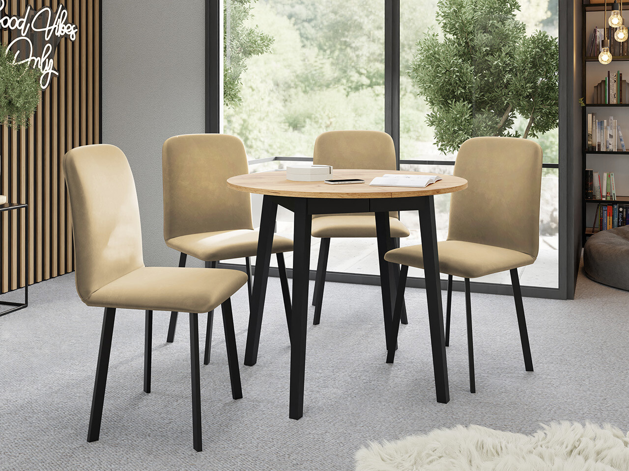 Sto Edmond 112 (Zanatski zlatni hrast + Crno)