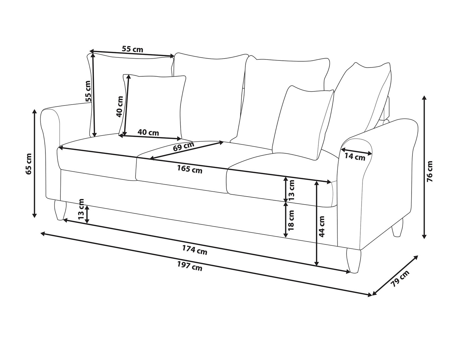 Sofa Berwyn 734 (Crno)