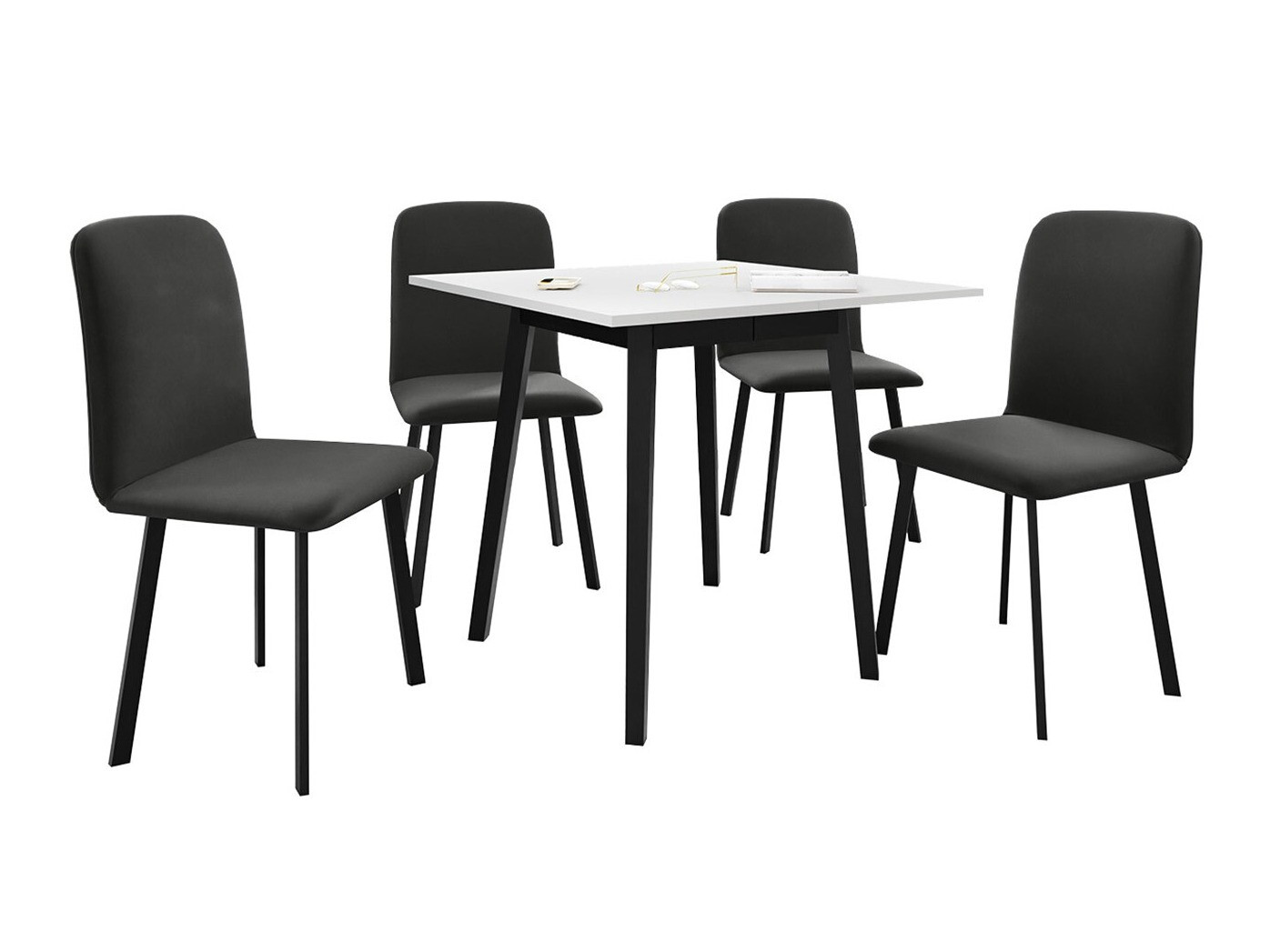 Trpezarijski set Edmond 116 (Belo + Crno)