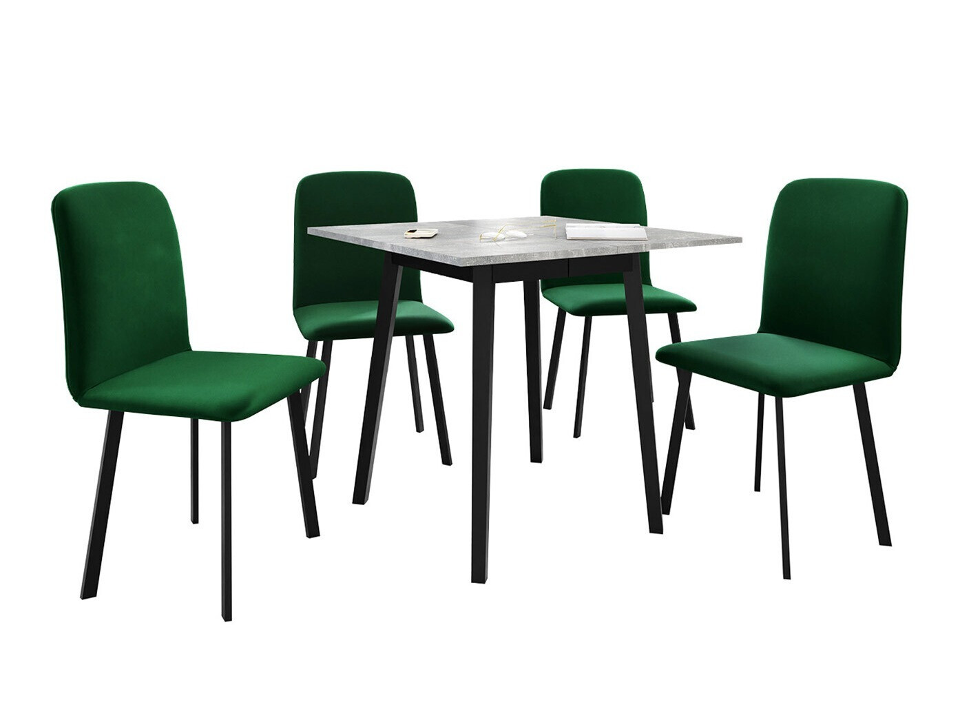 Trpezarijski set Edmond 116 (Sivi mermer + Crno)