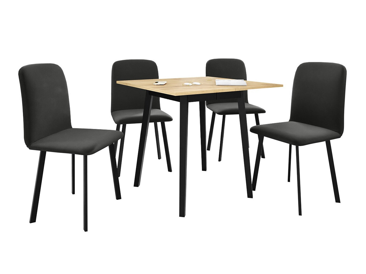 Trpezarijski set Edmond 116 (Zanatski zlatni hrast + Crno)