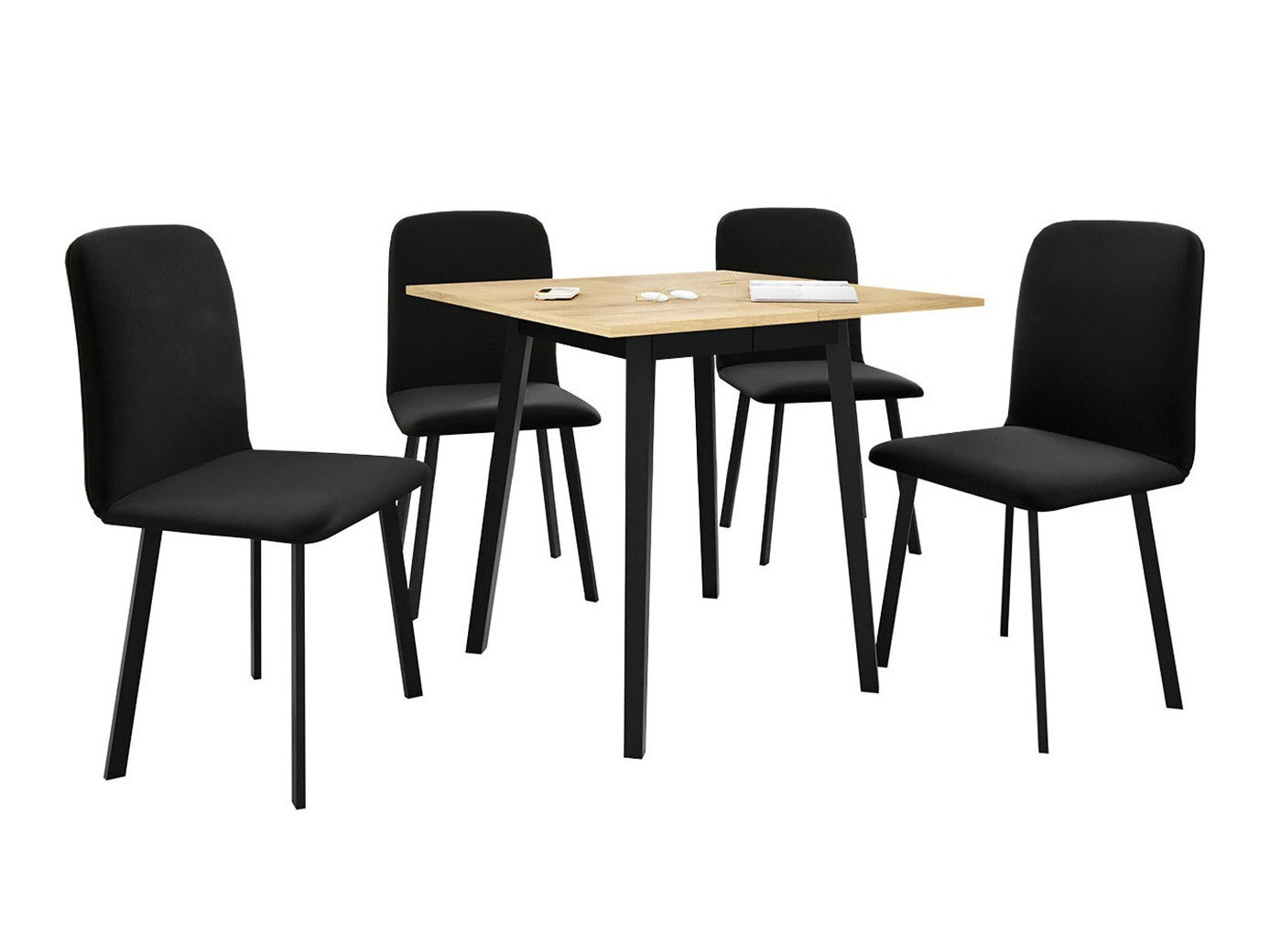 Trpezarijski set Edmond 116 (Zanatski zlatni hrast + Crno)